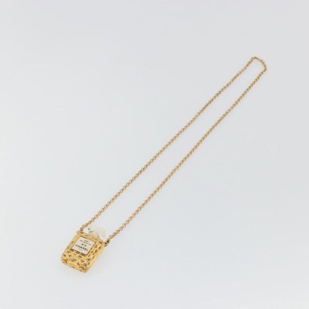 Chanel Cc No.5 Perfume Bottle Pendant Metal Gold Metal Necklace Jewelry
